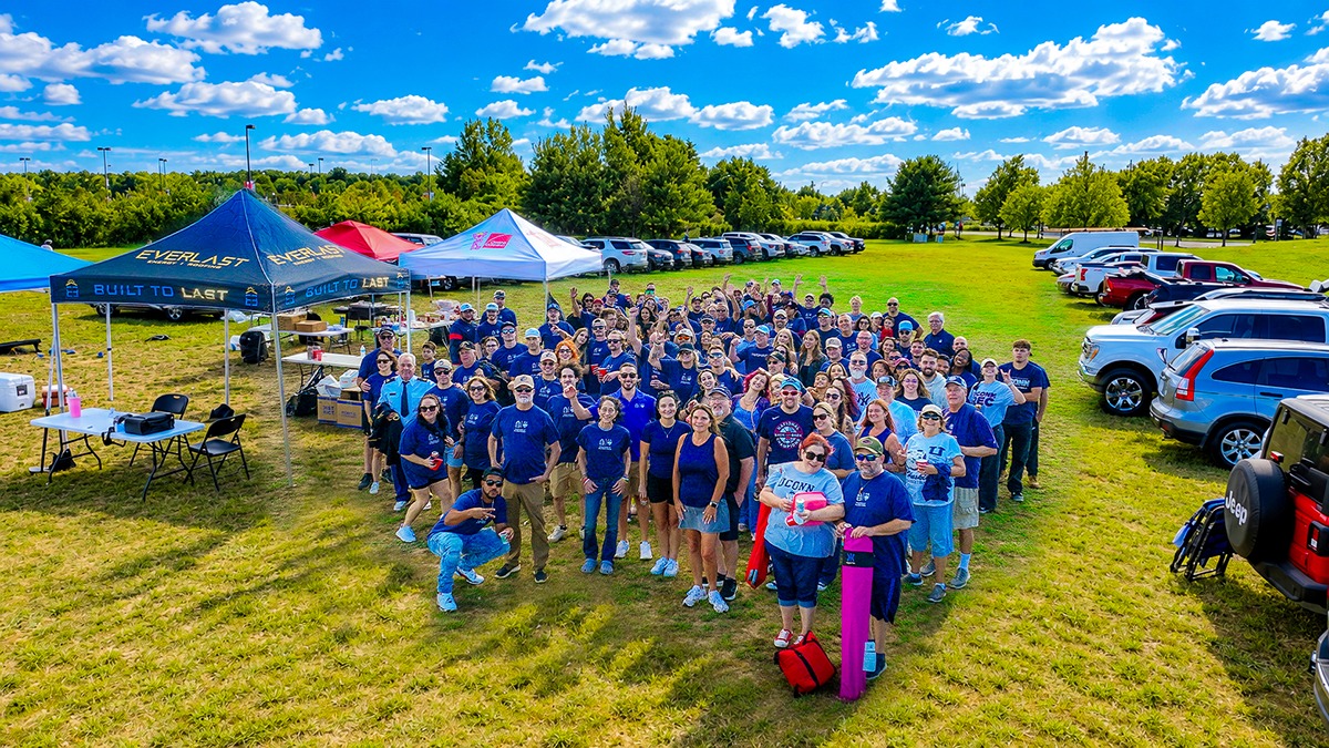 Aerial drone shot of the Everlast Open tailgate